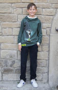 Preview: French Terry angraut Panel ca. 85 cm Rentier im Regen Smaragd by Thorsten Berger von Swafing